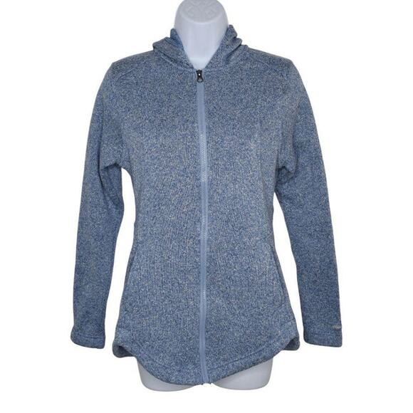 Eddie Bauer Womens Blue Heathered Full Zip Hooded Fleece Long Sleeve Jacket S - Picture 3 of 9